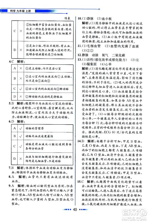 现代教育出版社2020年教材解读科学九年级上册ZJ浙教版参考答案