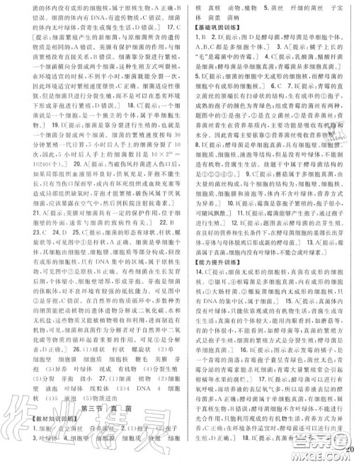 2020秋全科王同步课时练习八年级生物上册人教版答案