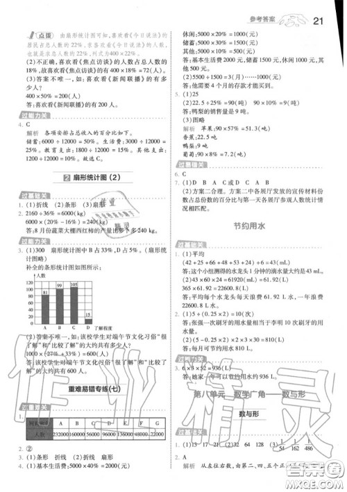 天星教育2020年秋一遍过小学数学六年级上册人教版答案