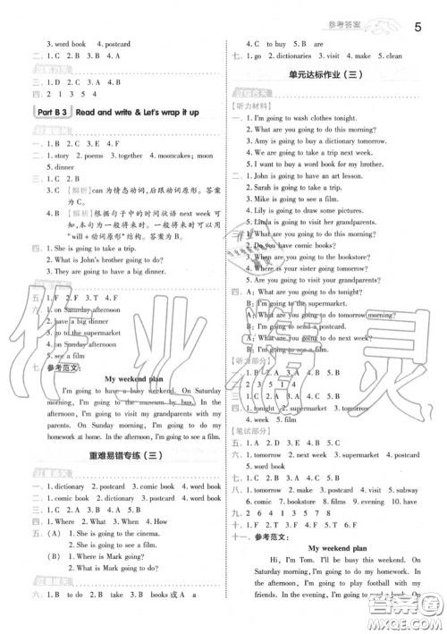 天星教育2020年秋一遍过小学英语六年级上册人教版答案 天星教育2020年秋一遍过小学英语六年级上册人教版答案