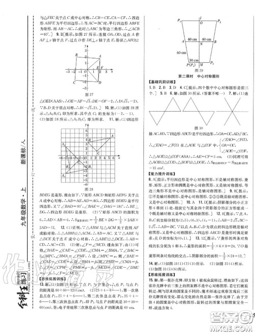 2020秋全科王同步课时练习九年级数学上册人教版答案