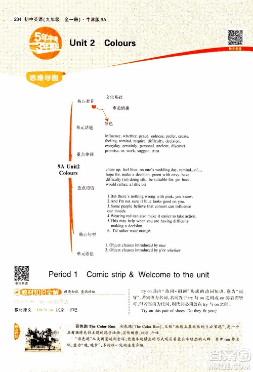 2021版初中同步5年中考3年模拟全解版初中英语九年级全一册牛津版参考答案