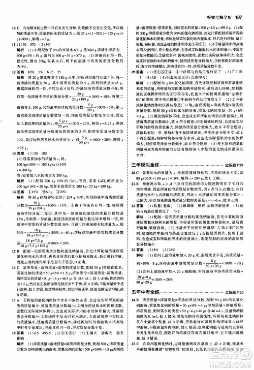 2021版初中同步5年中考3年模拟全练版初中化学九年级上册鲁教版参考答案