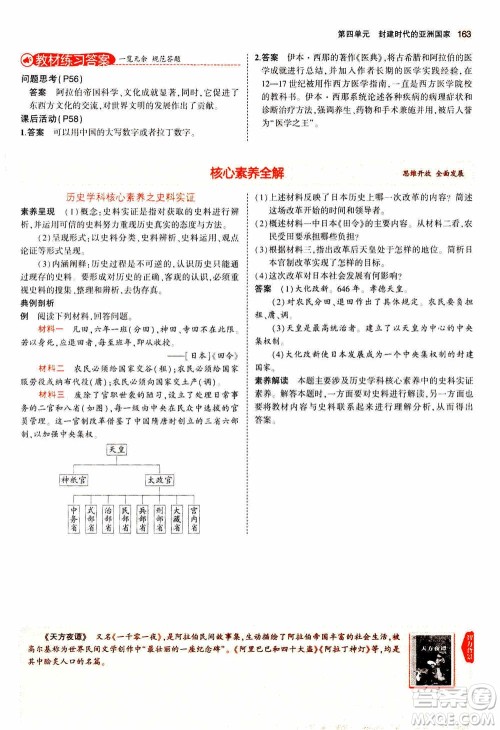 2021版初中同步5年中考3年模拟全解版初中历史九年级上册人教版参考答案