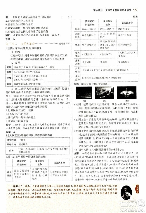 2021版初中同步5年中考3年模拟全解版初中历史九年级上册人教版参考答案