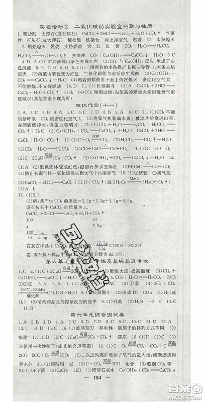 四川大学出版社2020秋名校课堂内外九年级化学上册人教版答案