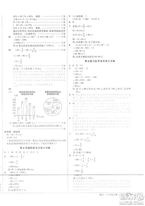 天津人民出版社2020秋全品小复习六年级数学上册北师版答案