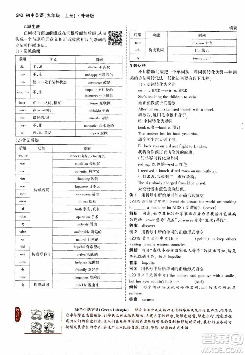 2021版初中同步5年中考3年模拟全解版初中英语九年级上册外研版参考答案 2021版初中同步5年中考3年模拟全解版初中英语九年级上册外研版参考答案