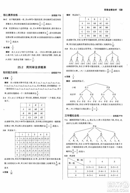 2021版初中同步5年中考3年模拟全练版初中数学九年级上册人教版参考答案