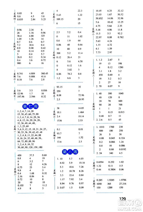 2020年经纶学典口算达人五年级数学上册BS北师版答案