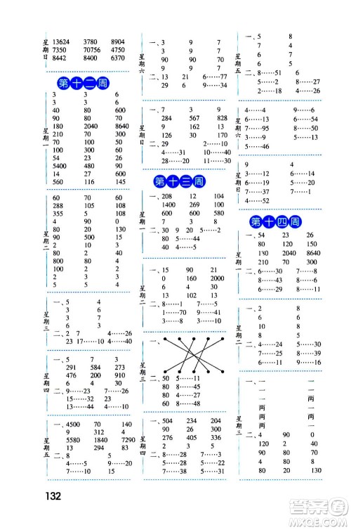 2020年经纶学典口算达人四年级数学上册RJ人教版答案