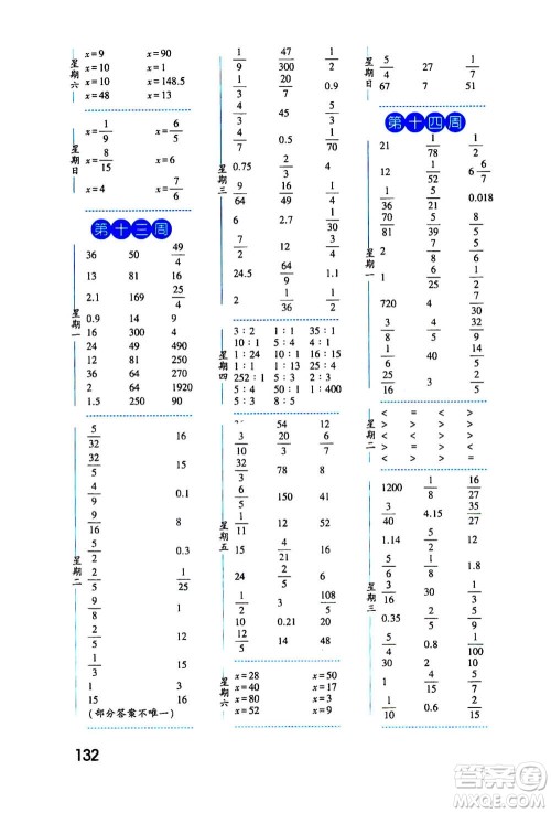 2020年经纶学典口算达人六年级数学上册BS北师版答案