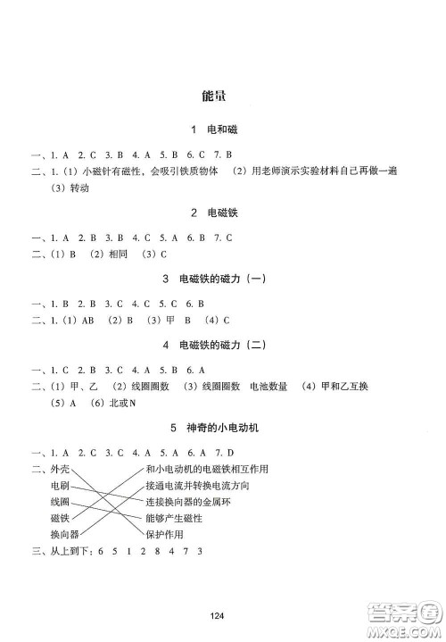 浙江教育出版社2020课时单元期末特训小学科学六年级上册答案