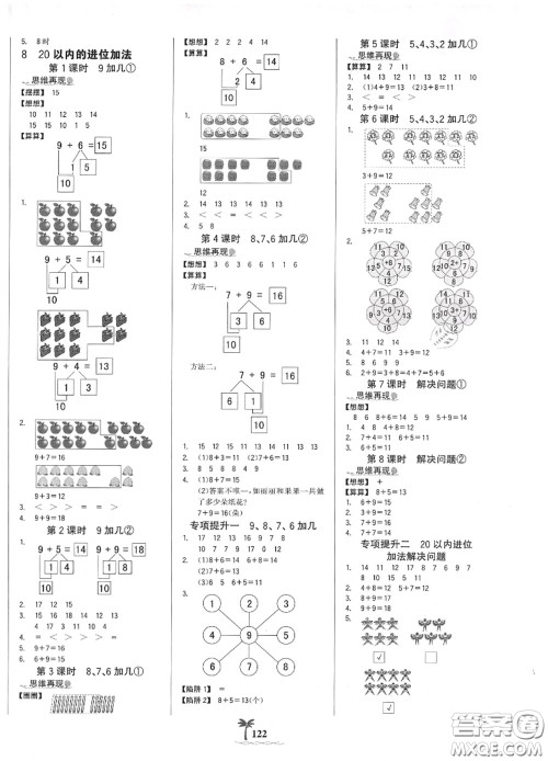 2020年秋世纪金榜金榜小博士一年级数学上册人教版答案