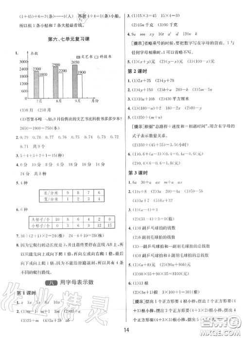 2020秋1课3练单元达标测试五年级数学上册苏教版参考答案