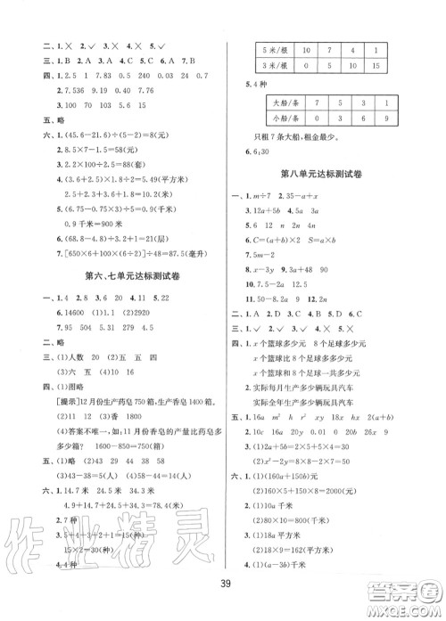 2020秋1课3练单元达标测试五年级数学上册苏教版参考答案