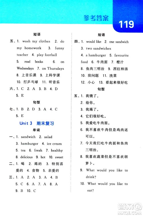 宁夏人民教育出版社2020年经纶学典默写达人五年级上册英语RJ人教版答案