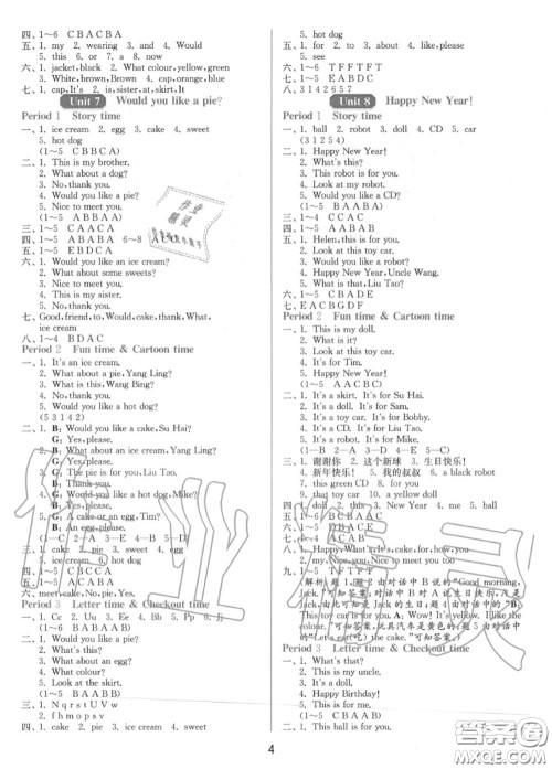 2020秋1课3练单元达标测试三年级英语上册译林版参考答案 2020秋1课3练单元达标测试三年级英语上册译林版参考答案