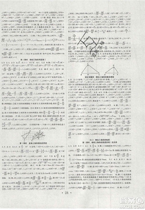 合肥工业大学出版社2020秋7天学案学练考九年级数学上册沪科版答案