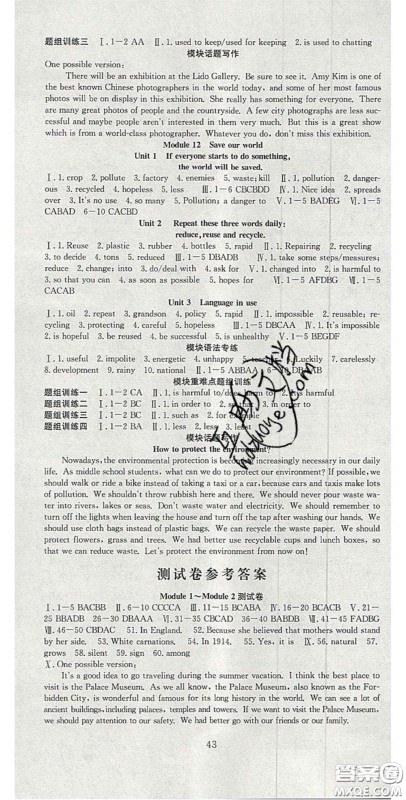 合肥工业大学出版社2020秋7天学案学练考九年级英语上册外研版答案 合肥工业大学出版社2020秋7天学案学练考九年级英语上册外研版答案