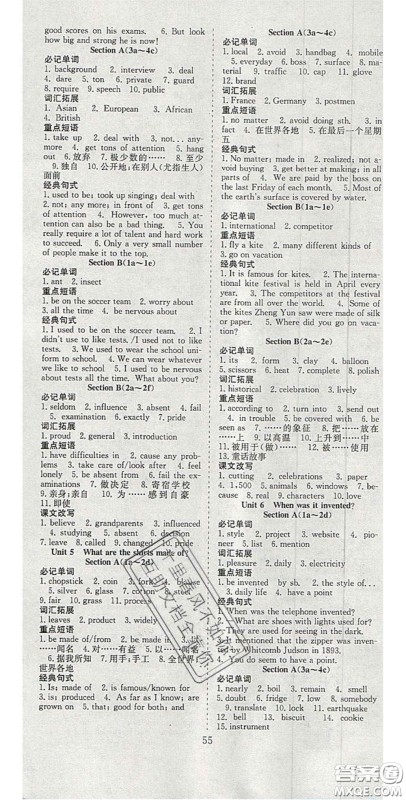 合肥工业大学出版社2020秋7天学案学练考九年级英语上册人教版答案 合肥工业大学出版社2020秋7天学案学练考九年级英语上册人教版答案