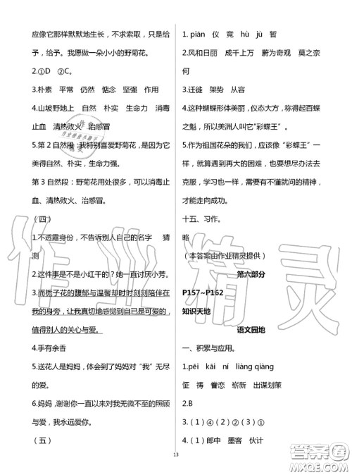 教育科学出版社2020年暑假作业五年级合订本参考答案