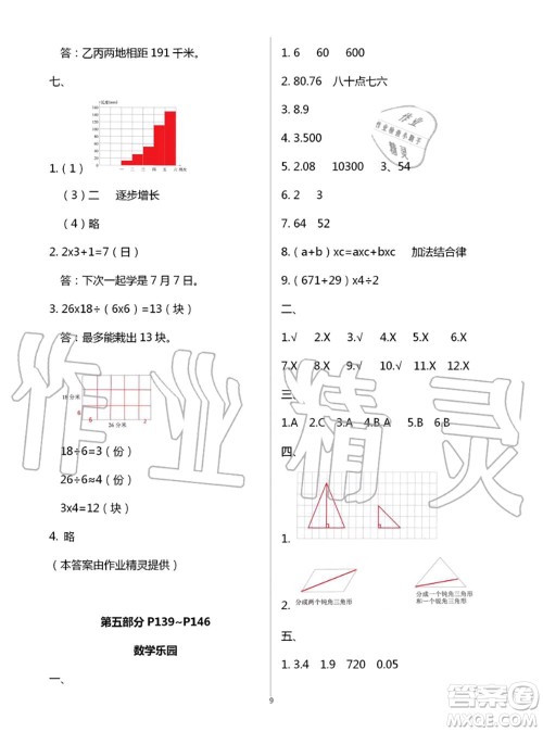 教育科学出版社2020年暑假作业四年级合订本参考答案