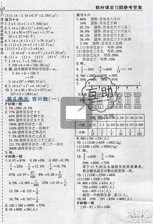人民教育出版社2019年教材课本六年级数学上册人教版参考答案 人民教育出版社2019年教材课本六年级数学上册人教版参考答案