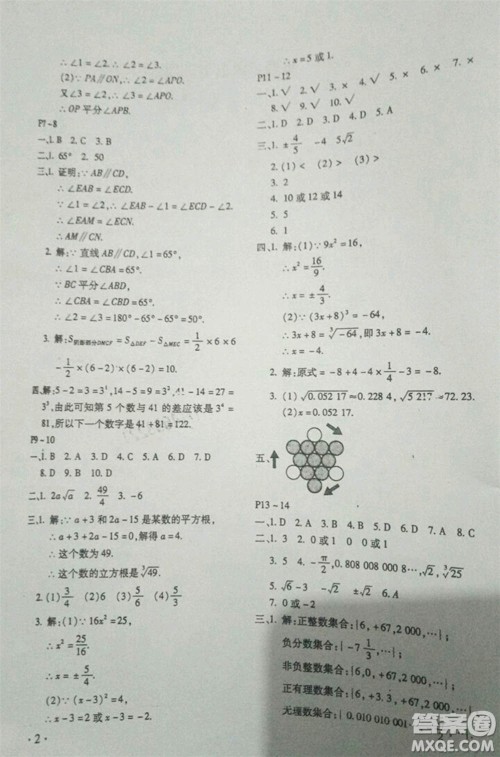 河北少年儿童出版社2019年暑假乐园七年级数学人教版参考答案