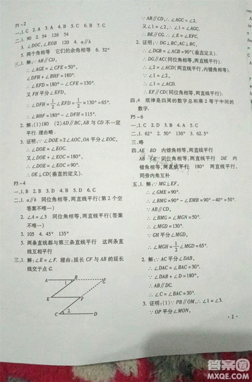 河北少年儿童出版社2019年暑假乐园七年级数学人教版参考答案