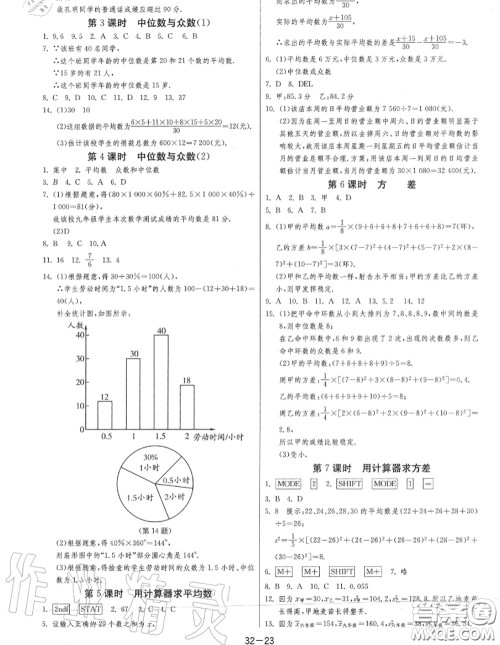 2020秋1课3练单元达标测试九年级数学上册苏科版参考答案