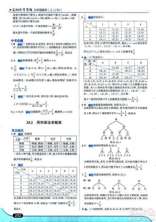 现代教育出版社2020年走进中考考场九年级上册数学RJ人教版答案