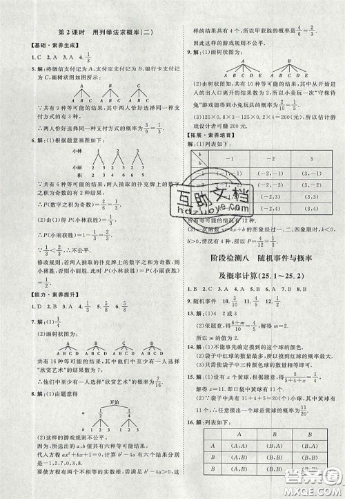 2020秋优加学案课时通九年级数学上册P版答案 2020秋优加学案课时通九年级数学上册P版答案
