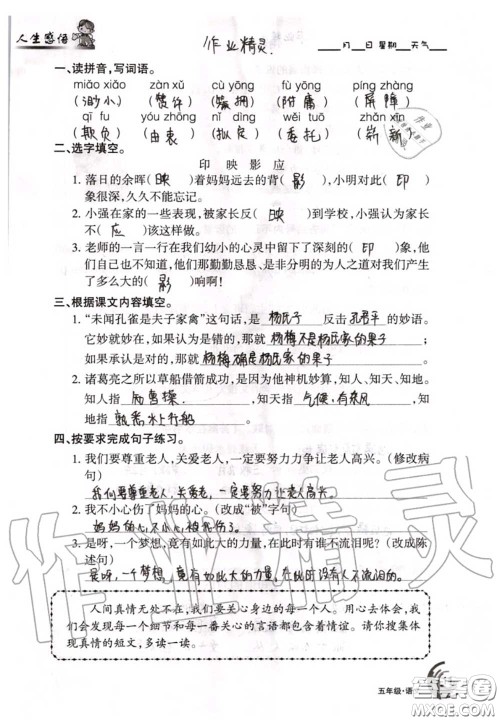 甘肃少年儿童出版社2020年快乐暑假五年级数学语文人教版答案