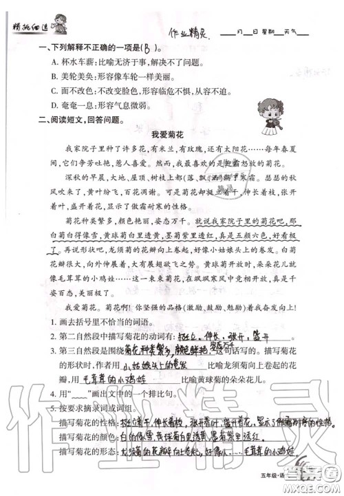 甘肃少年儿童出版社2020年快乐暑假五年级数学语文人教版答案 甘肃少年儿童出版社2020年快乐暑假五年级数学语文人教版答案