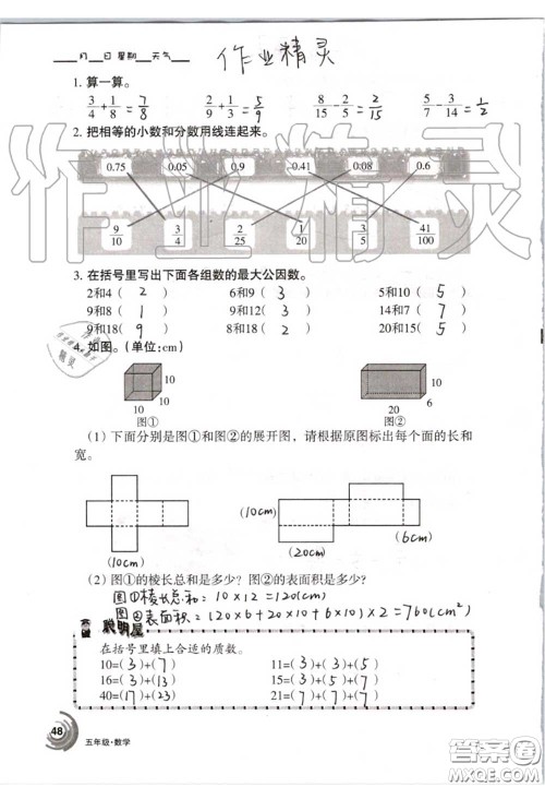 甘肃少年儿童出版社2020年快乐暑假五年级数学语文人教版答案