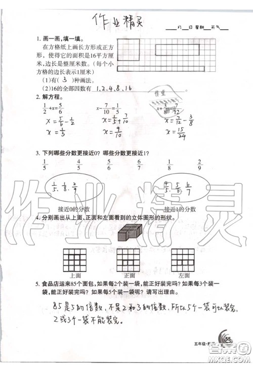 甘肃少年儿童出版社2020年快乐暑假五年级数学语文人教版答案