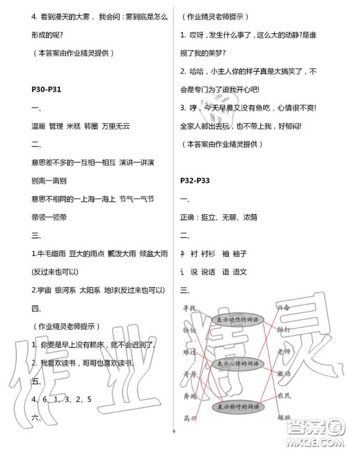 安徽少年儿童出版社2020年暑假作业二年级语文人教版参考答案 安徽少年儿童出版社2020年暑假作业二年级语文人教版参考答案