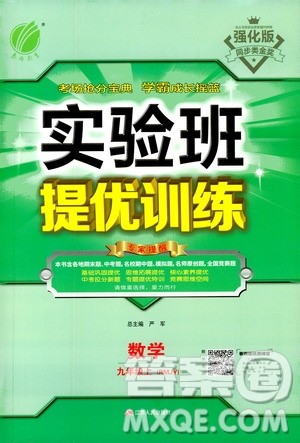 江苏人民出版社2020年实验班提优训练九年级上数学RMJY人教版答案