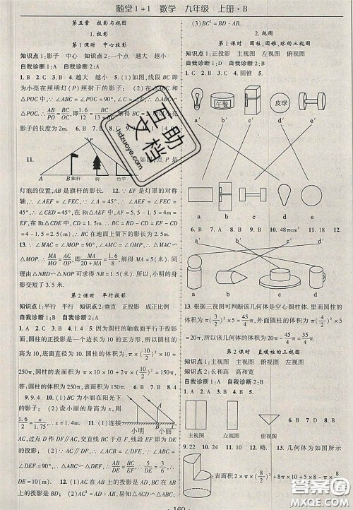 2020年随堂1加1导练九年级数学上册北师大版答案