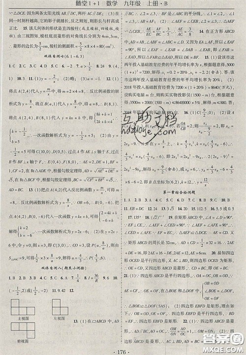 2020年随堂1加1导练九年级数学上册北师大版答案