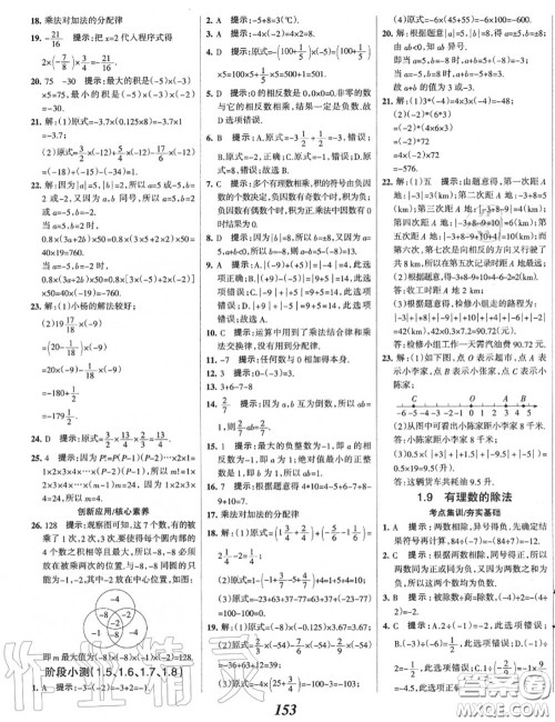 2020年秋全优课堂考点集训与满分备考七年级数学上册冀教版答案