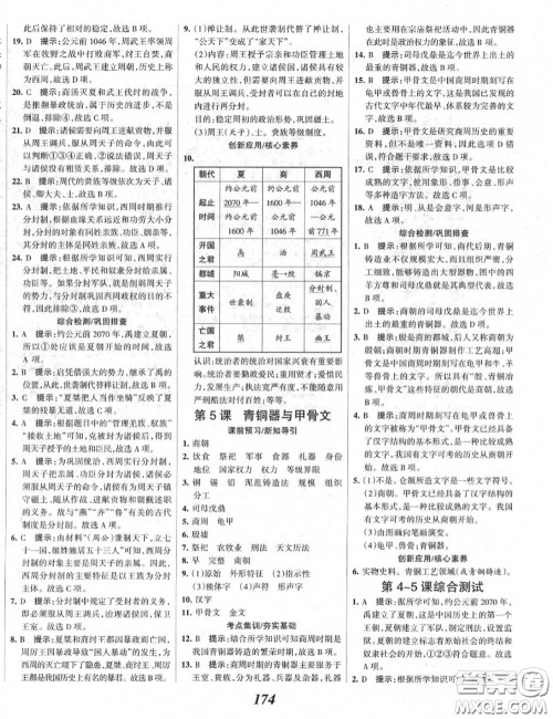 2020年秋全优课堂考点集训与满分备考七年级历史上册人教版答案