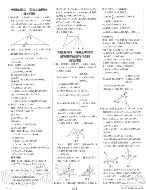 2020年秋全优课堂考点集训与满分备考八年级数学上册冀教版答案