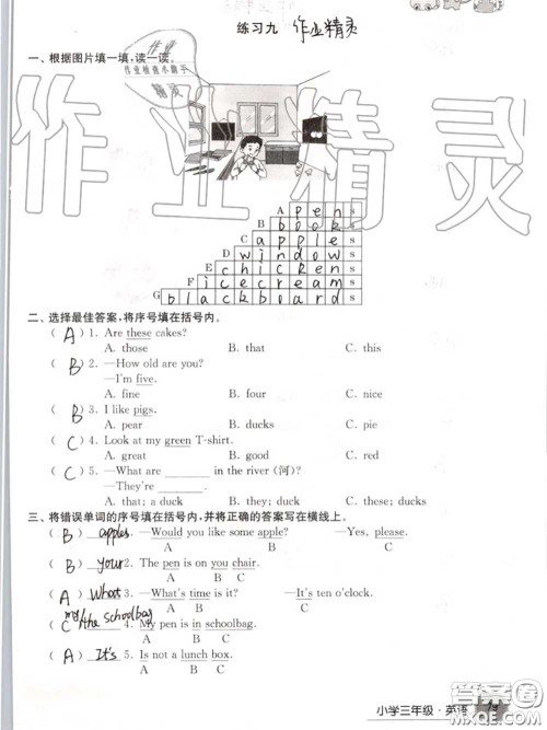 译林出版社2020年暑假学习生活三年级合订本通用版答案