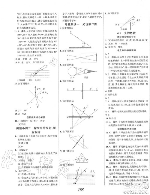 2020年秋全优课堂考点集训与满分备考八年级物理上册人教版答案