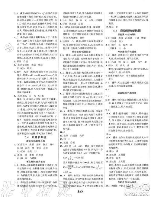 2020年秋全优课堂考点集训与满分备考八年级物理上册人教版答案