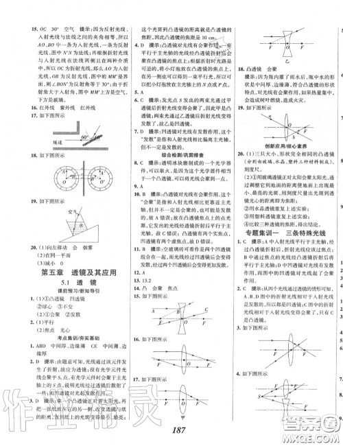 2020年秋全优课堂考点集训与满分备考八年级物理上册人教版答案