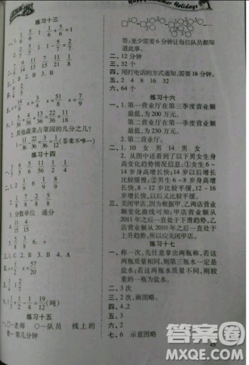 2019年假期学习乐园暑假作业五年级数学人教版答案