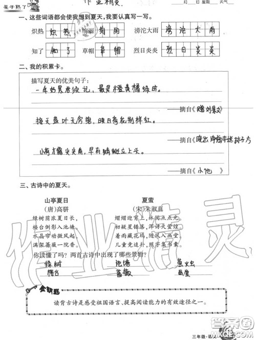 甘肃少年儿童出版社2020年快乐暑假三年级数学语文人教版答案